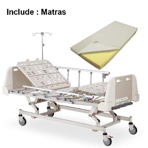Tempat Tidur Pasien Manual DELUXE 3 Engkol dengan Pengaman Samping YB-203D (include matras busa)