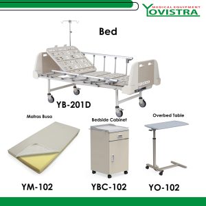 Tempat Tidur Pasien Manual DELUXE 1 Engkol Dengan Pengaman Samping YB-201D, YM-102, YBC-102, YO-102 (SET)