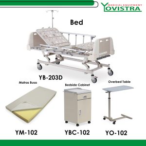 Tempat Tidur Pasien Manual DELUXE 3 Engkol dengan Pengaman Samping YB-203D, YM-102, YBC-102, YO-102 (SET)