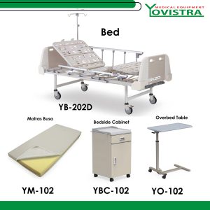 Tempat Tidur Pasien Manual DELUXE 2 Engkol dengan Pengaman Samping YB-202D, YM-102, YBC-102, YO-102 (SET)